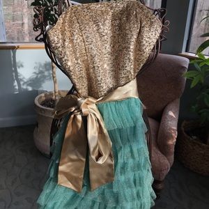 Turquoise and Gold Dress | Un Deux Trois